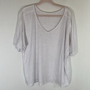 Garnet Hill Organic Linen Abilene Tee Top‎ Sz XL Oversized Crochet Relaxed Beach